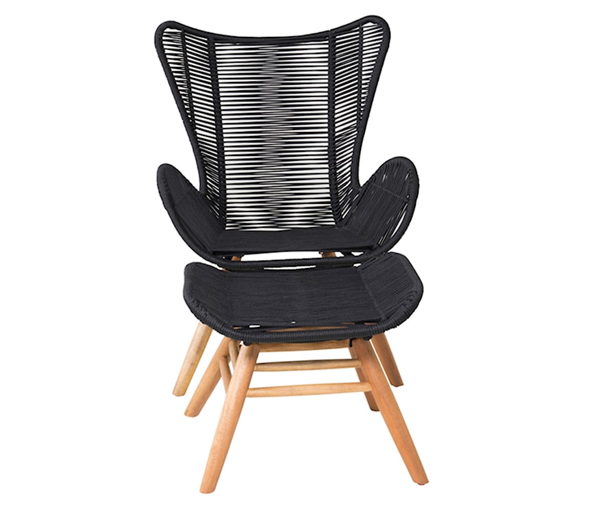 Fotel z podnóżkiem Motioned drewniane nóżki czarny  - zdjęcie 5