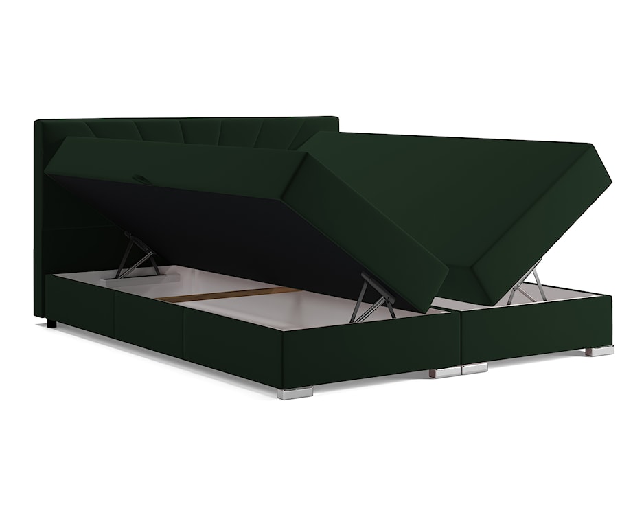 Łóżko kontynentalne 180x200 cm Vaticino z pojemnikami i topperem ciemnozielone  - zdjęcie 3