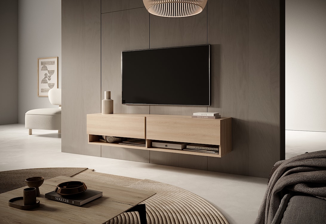 Szafka RTV Mirrgo 140 cm Dąb Linberg  - zdjęcie 3