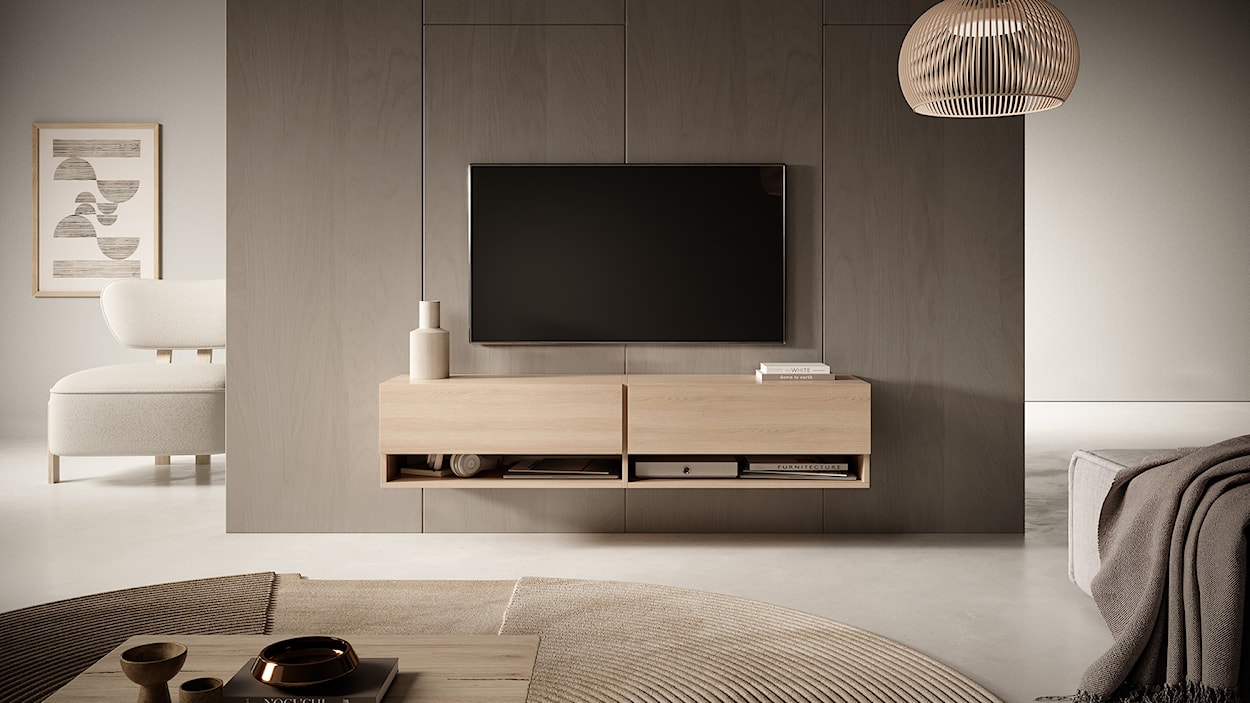 Szafka RTV Mirrgo 140 cm Dąb Linberg  - zdjęcie 6