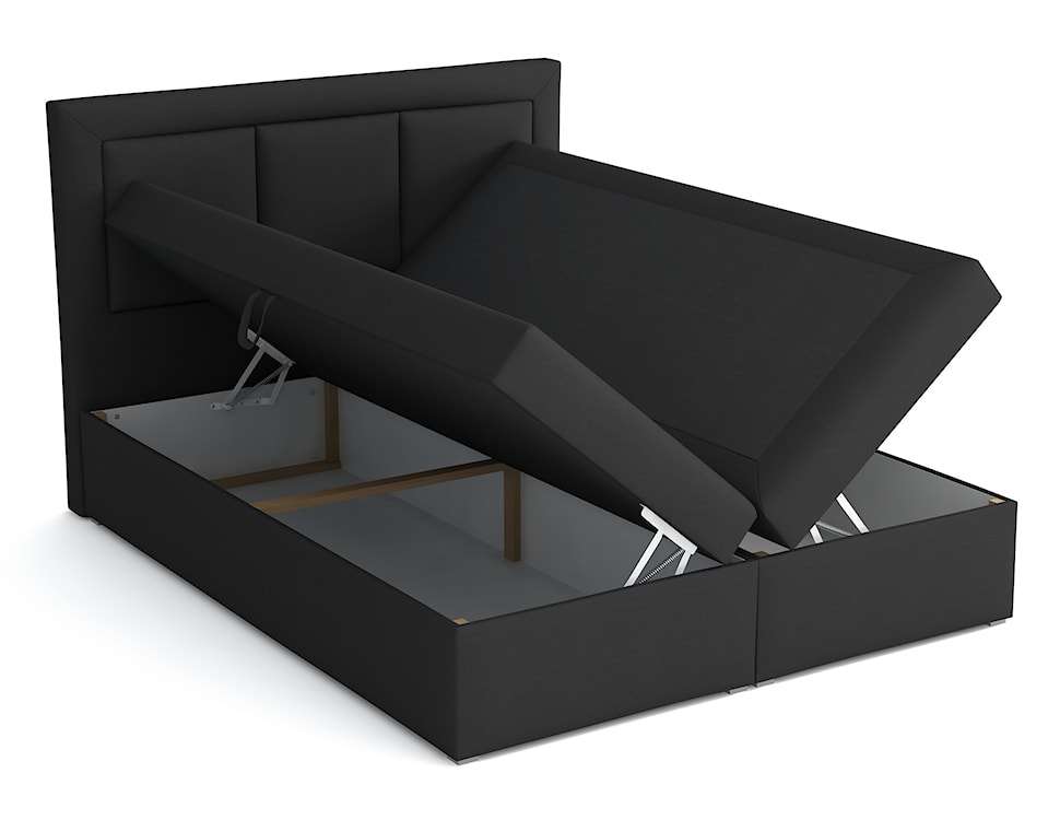 Łóżko kontynentalne 140x200 cm Ligma z pojemnikami i topperem czarne velvet hydrofobowe  - zdjęcie 3