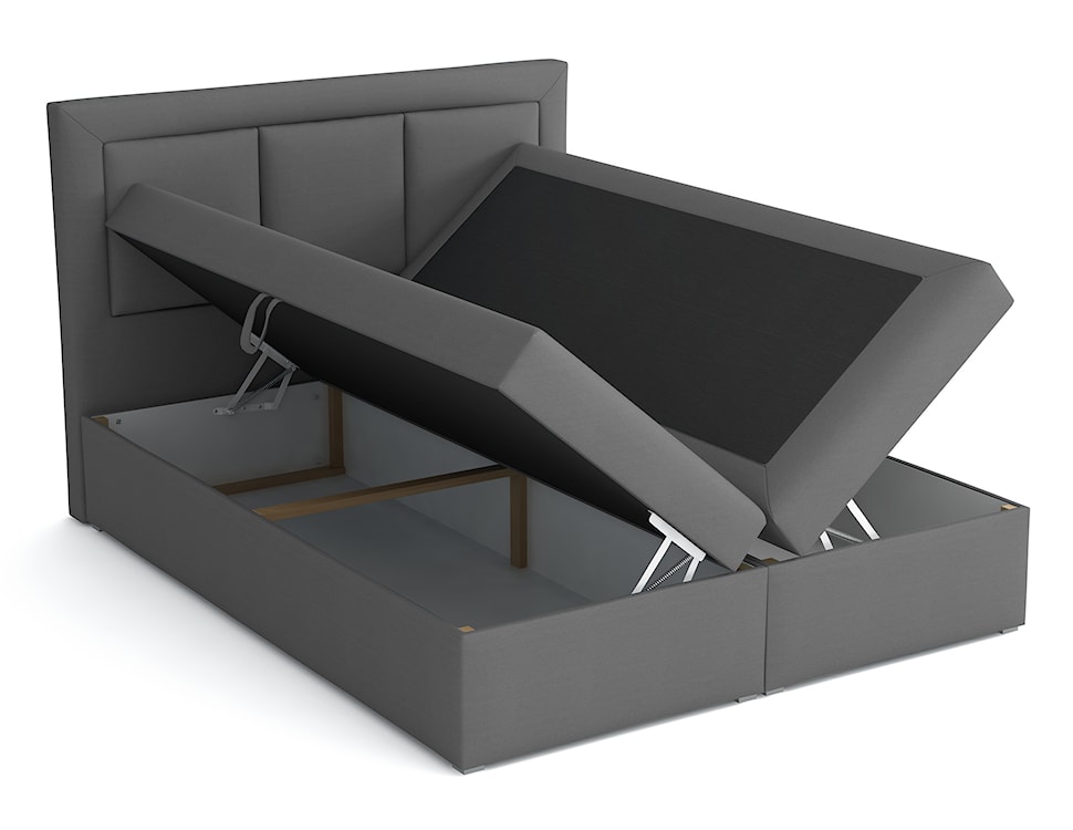 Łóżko kontynentalne 160x200 cm Ligma z pojemnikami i topperem ciemnoszare velvet hydrofobowe  - zdjęcie 3