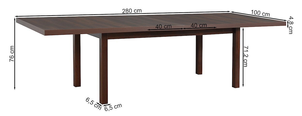 Stół drewniany do jadalni rozkładany Fulime 200-280x100 cm orzech  - zdjęcie 4