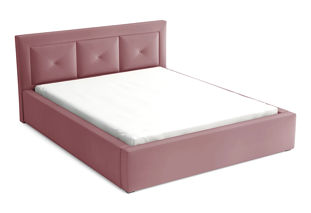 Łóżko tapicerowane 160x200 cm Ligmano różowe velvet hydrofobowe 