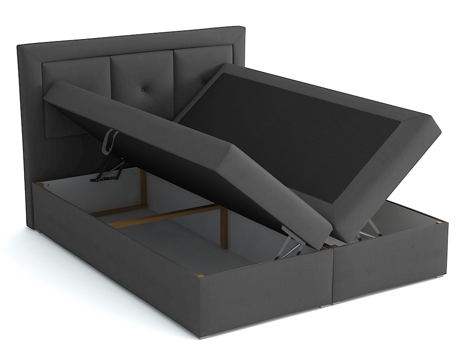 Łóżko kontynentalne 140x200 cm Ligmano z pojemnikami i topperem ciemnoszare velvet hydrofobowe  - zdjęcie 3