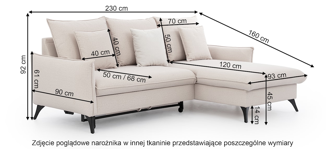 Narożnik z funkcją spania Cambiano L-kształtny z pojemnikiem granatowy w tkaninie łatwoczyszczącej prawostronny  - zdjęcie 5