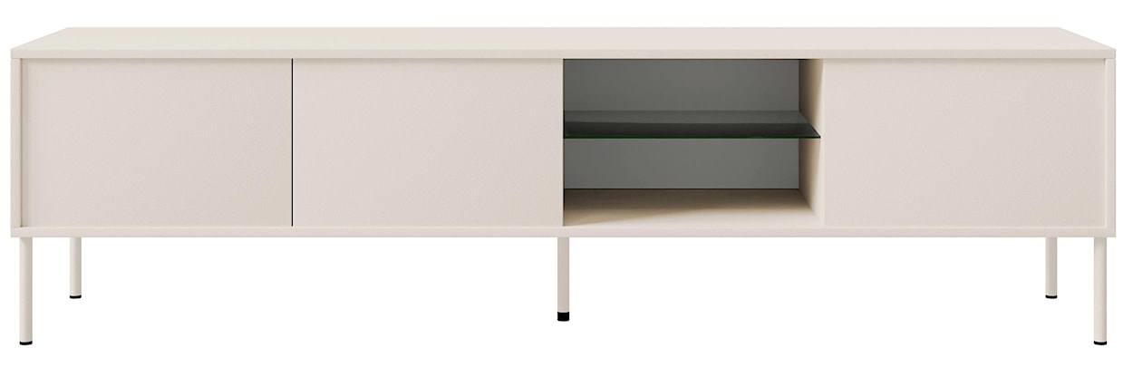 Szafka RTV trzydrzwiowa Modity ze szklaną półką i oświetleniem 175 cm kaszmir  - zdjęcie 3