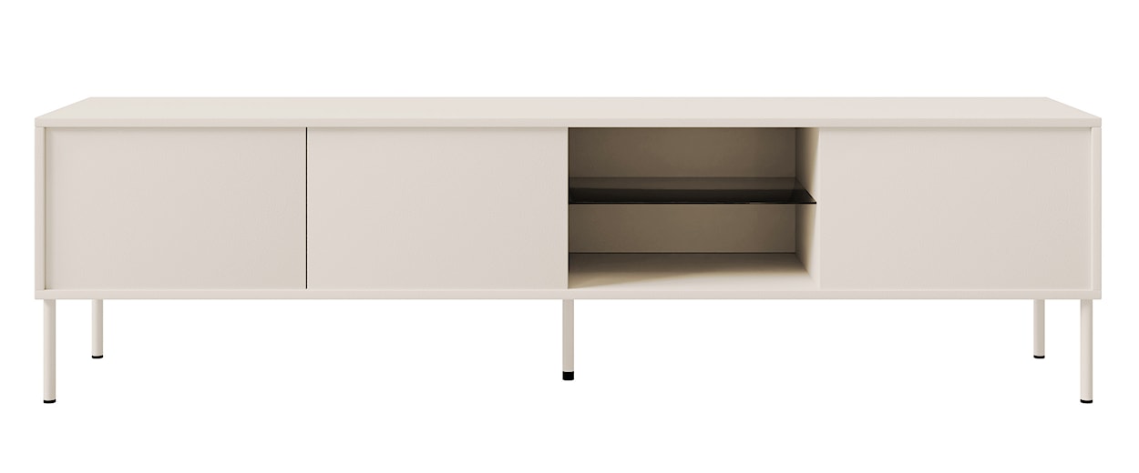 Szafka RTV trzydrzwiowa Modity ze szklaną półką i oświetleniem 175 cm kaszmir  - zdjęcie 3
