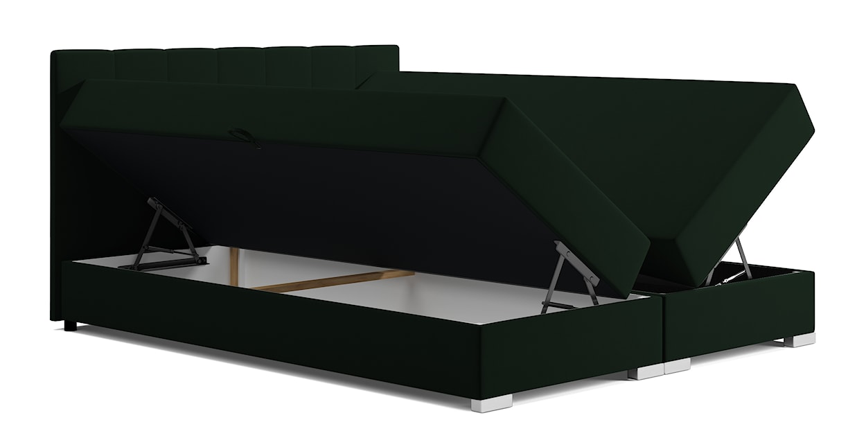 Łóżko kontynentalne 180x200 cm Moluki z pojemnikami i topperem ciemnozielone  - zdjęcie 3
