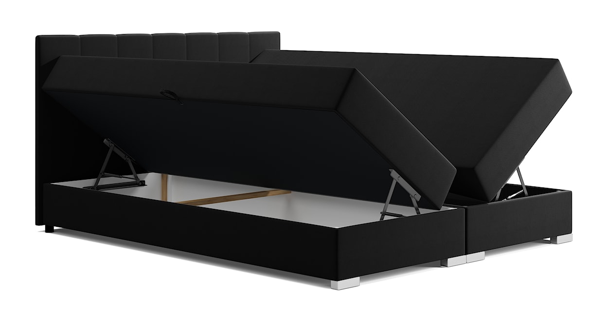 Łóżko kontynentalne 180x200 cm Moluki z pojemnikami i topperem ciemnoszare  - zdjęcie 3