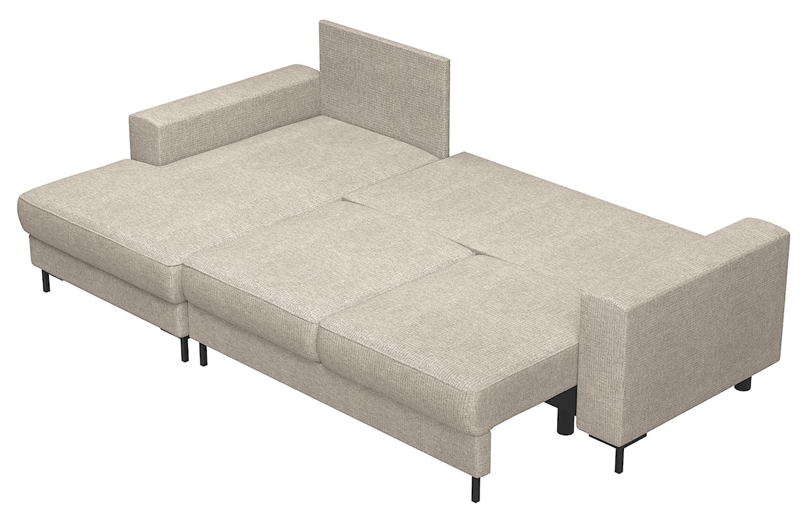 Narożnik z funkcją spania Mokpeo L-kształtny z dwoma pojemnikami na czarnych nóżkach beżowy szenil lewostronny  - zdjęcie 5