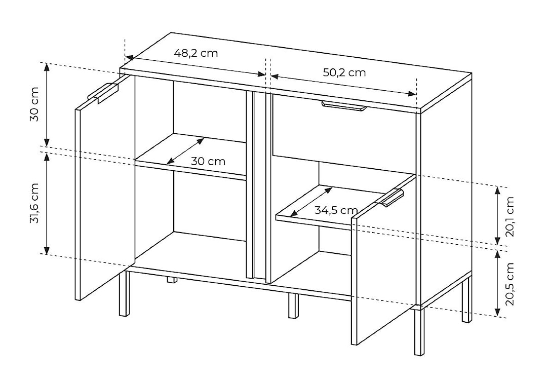 Komoda dwudrzwiowa Molars z szufladą 103 cm Antracyt  - zdjęcie 6