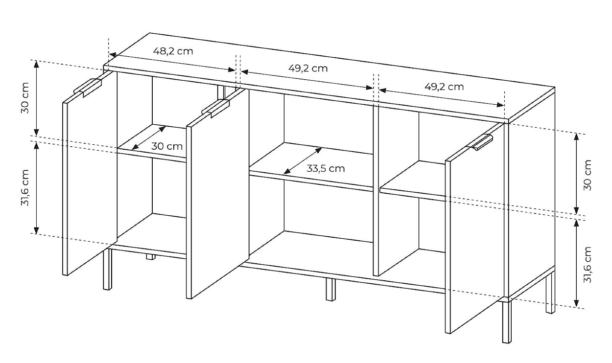 Komoda trzydrzwiowa Molars 153 cm Antracyt  - zdjęcie 6