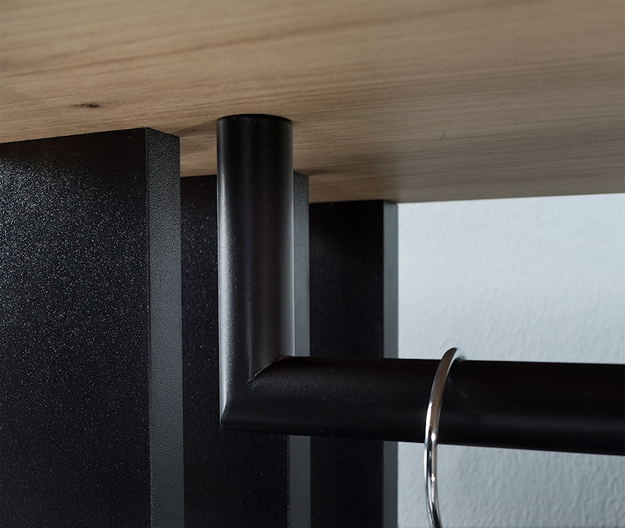 Garderoba jednodrzwiowa Moletto z lustrem i półkami 100 cm dąb artisan/czarna  - zdjęcie 9