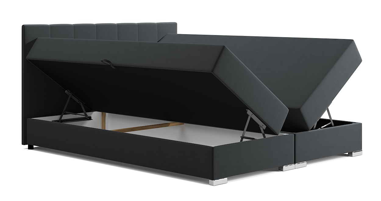 Łóżko kontynentalne 140x200 cm Moluki z pojemnikami ciemnoszare velvet  - zdjęcie 3