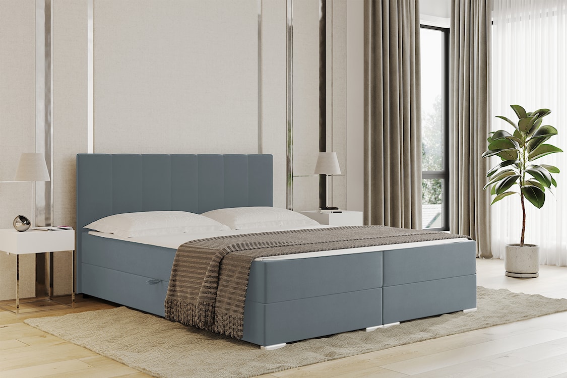 Łóżko kontynentalne 180x200 cm Moluki z pojemnikami szare velvet  - zdjęcie 2