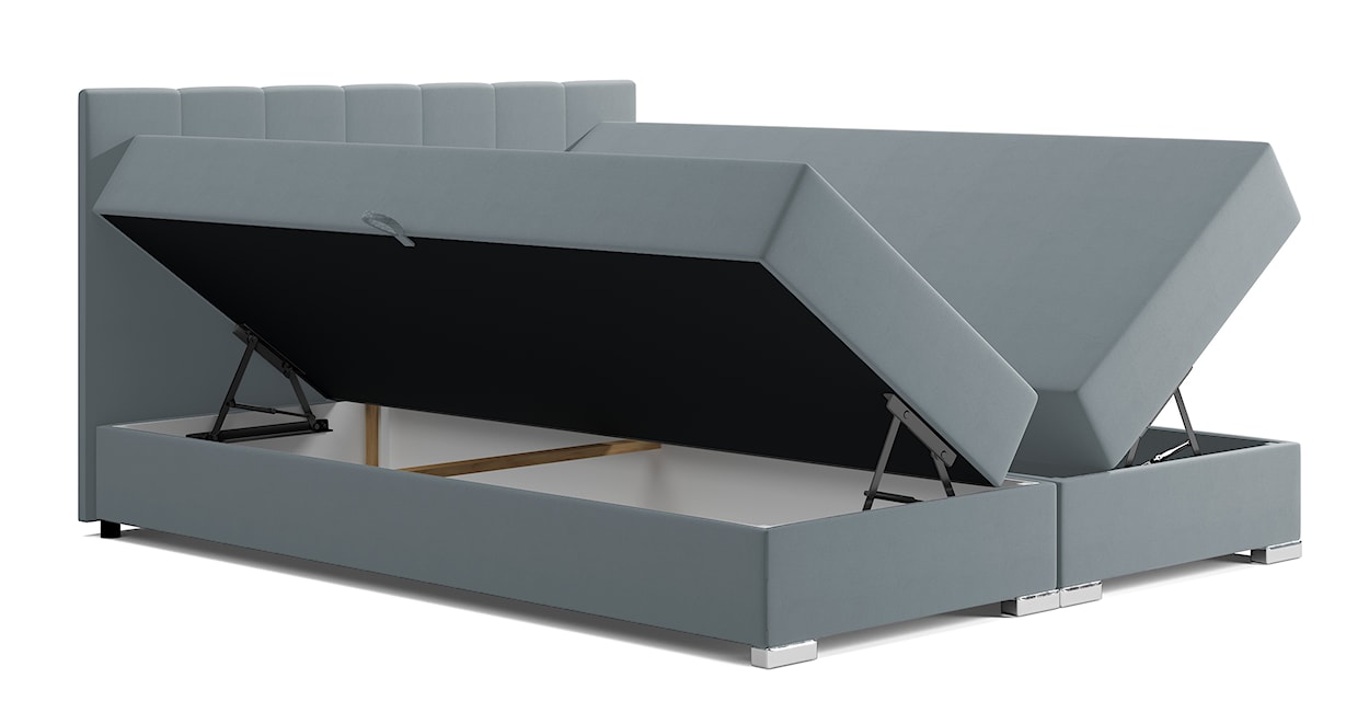 Łóżko kontynentalne 180x200 cm Moluki z pojemnikami szare velvet  - zdjęcie 3