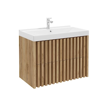 Szafka łazienkowa wisząca Mondola z dwiema szufladami 80x56x45 cm dąb lamele