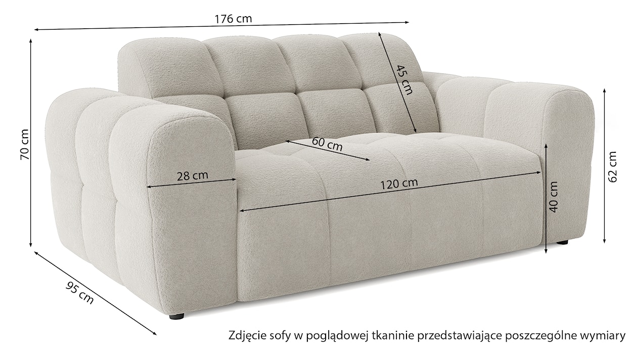 Sofa dwuosobowa Monti kremowa szenil  - zdjęcie 4