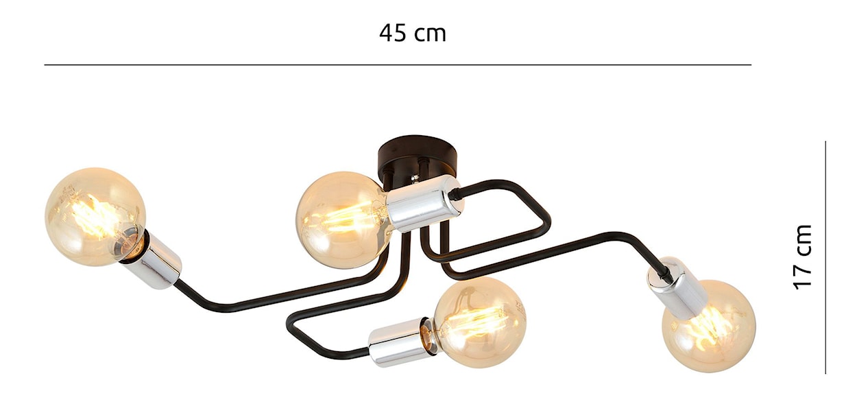 Lampa wisząca Mysture czarno-srebrna x4  - zdjęcie 4