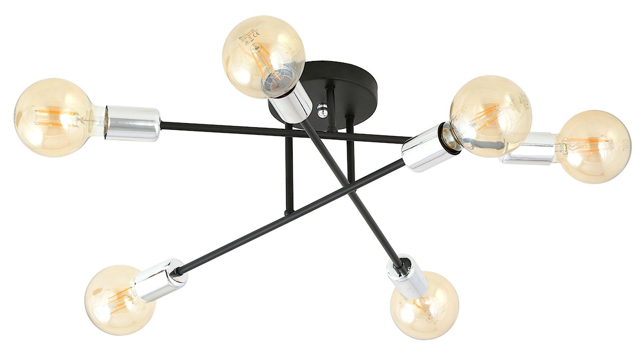 Lampa wisząca Mysture czarno-srebrna ze skrzyżowanymi prętami x6 