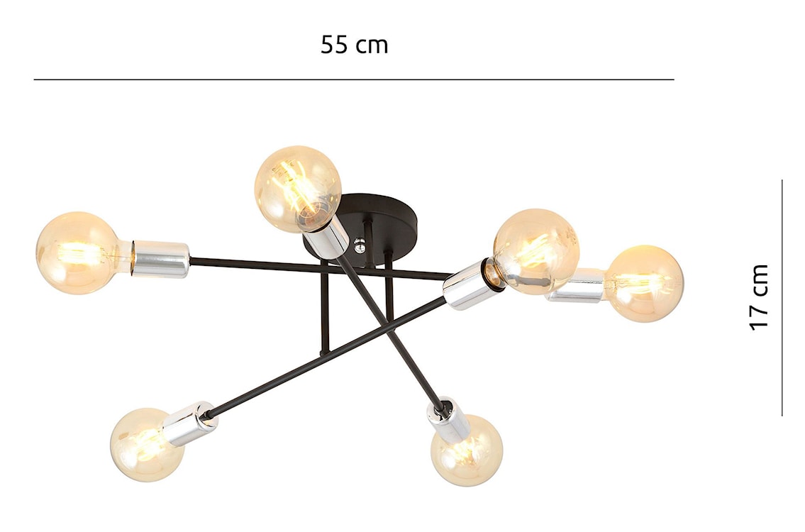 Lampa wisząca Mysture czarno-srebrna ze skrzyżowanymi prętami x6  - zdjęcie 4