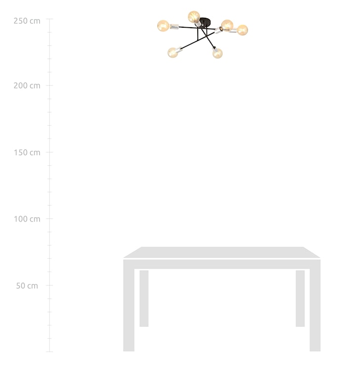Lampa wisząca Mysture czarno-srebrna ze skrzyżowanymi prętami x6  - zdjęcie 5