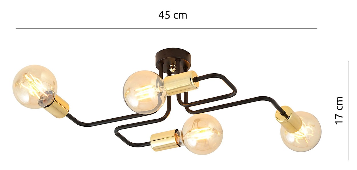 Lampa wisząca Mysture czarno-złota x4  - zdjęcie 4