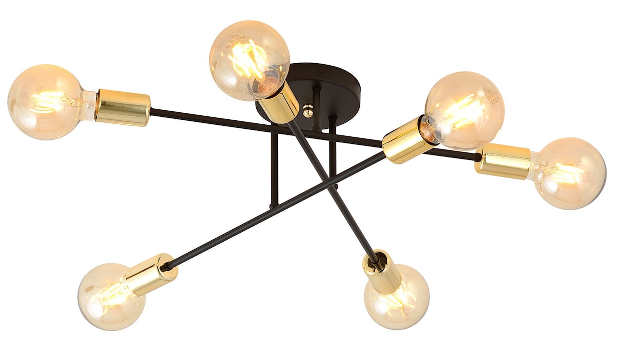 Lampa wisząca Mysture czarno-złota ze skrzyżowanymi prętami x6  - zdjęcie 3
