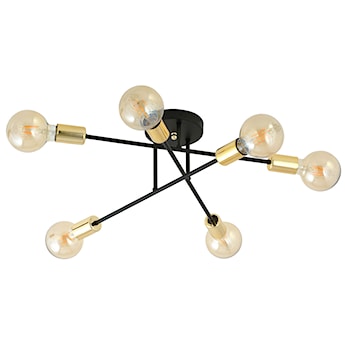 Lampa wisząca Mysture czarno-złota ze skrzyżowanymi prętami x6