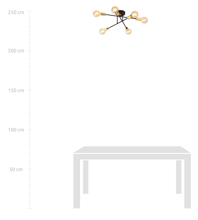 Lampa wisząca Mysture czarno-złota ze skrzyżowanymi prętami x6  - zdjęcie 5
