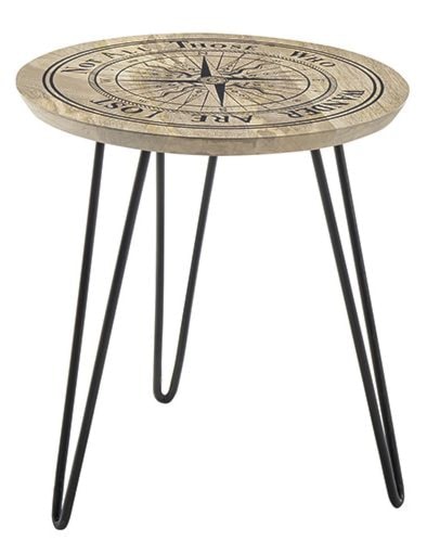 Stolik kawowy Nallan okrągły z nadrukiem drewniany 46 cm
