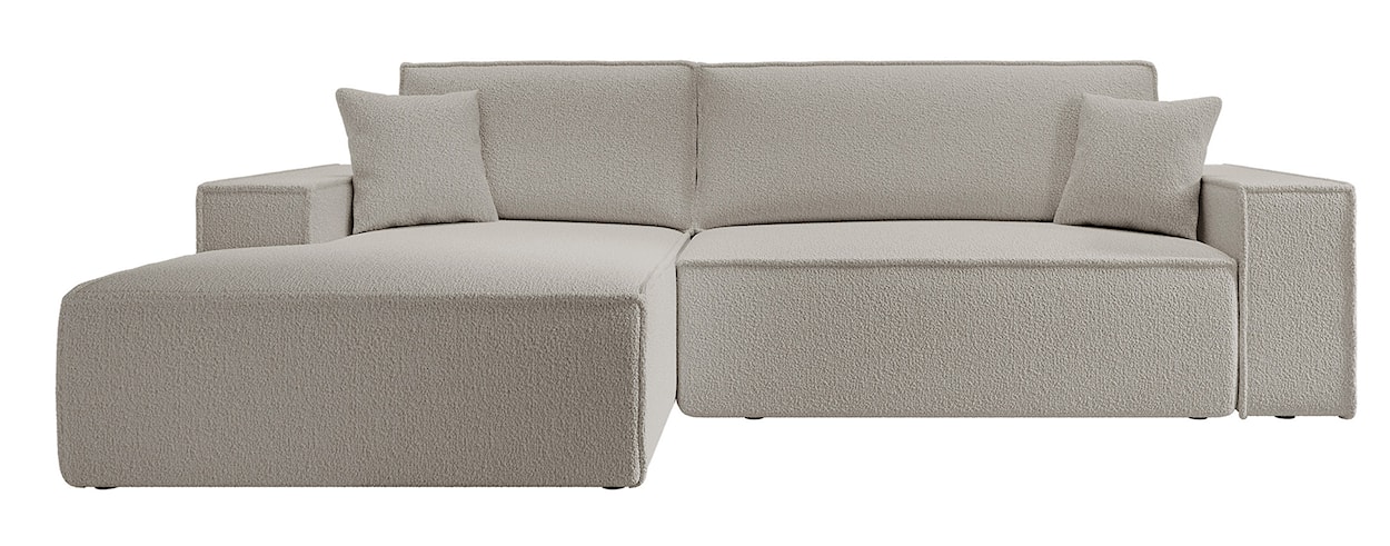 Narożnik z funkcją spania Farese New L-kształtny z pojemnikiem brązowy boucle lewostronny 