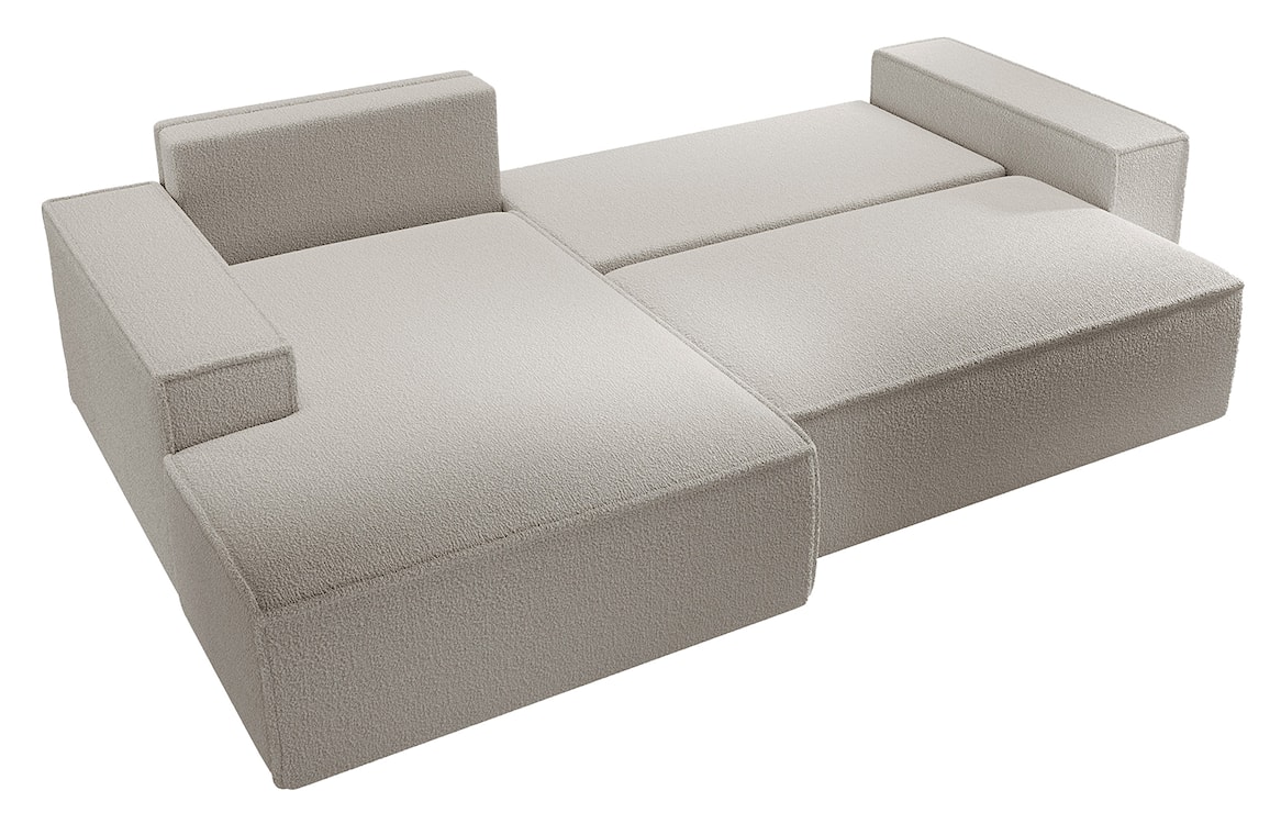 Narożnik z funkcją spania Farese New L-kształtny z pojemnikiem brązowy boucle lewostronny  - zdjęcie 5