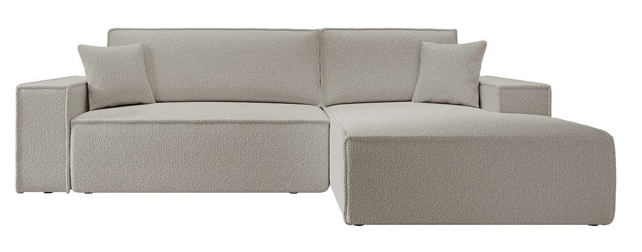 Narożnik z funkcją spania Farese New L-kształtny z pojemnikiem brązowy boucle prawostronny