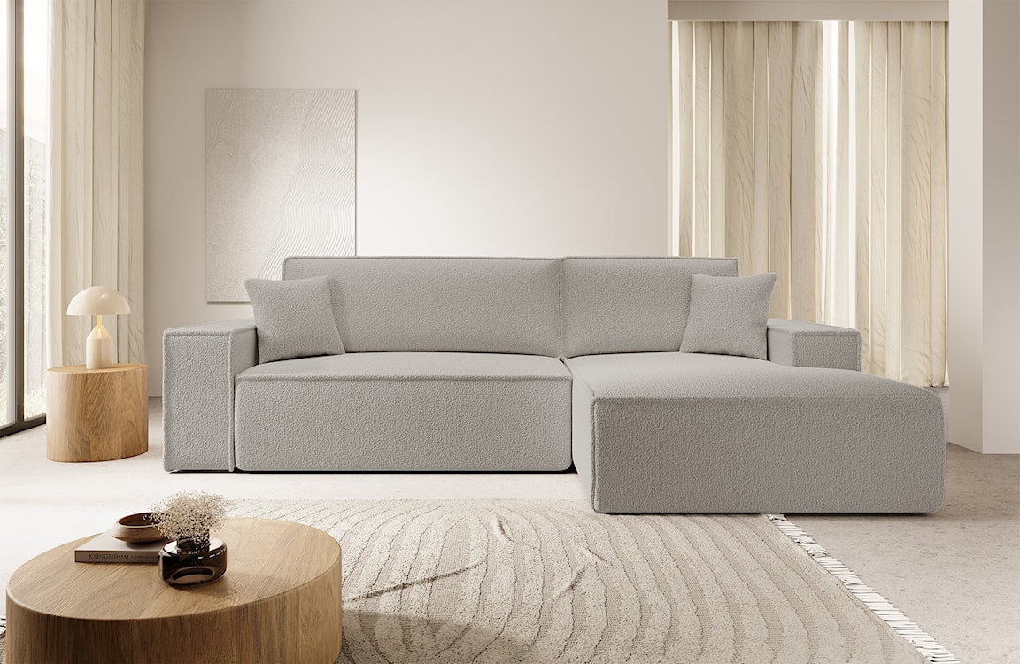 Narożnik z funkcją spania Farese New L-kształtny z pojemnikiem brązowy boucle prawostronny  - zdjęcie 2