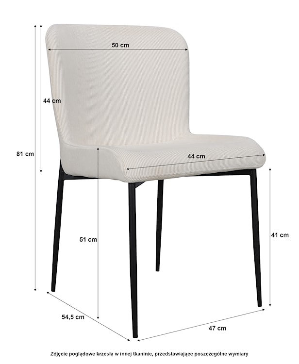 Krzesło tapicerowane Neul brązowy sztruks na czarnych nogach  - zdjęcie 7