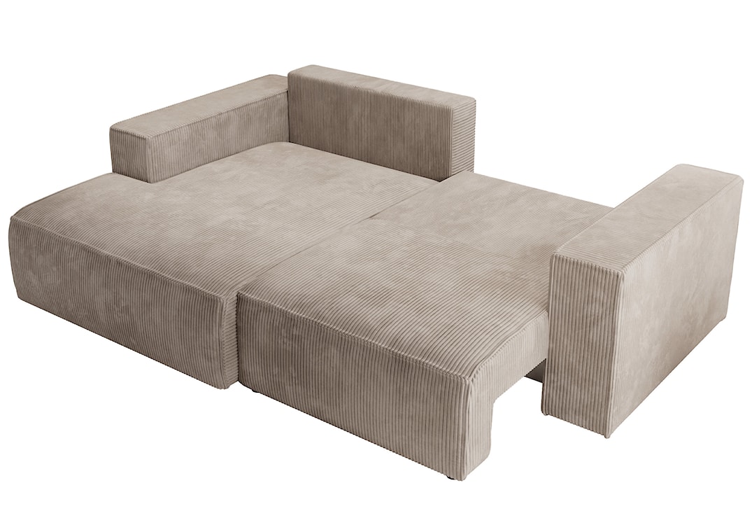 Narożnik z funkcją spania Farese mini L-kształtny lewostronny z pojemnikiem beżowy sztruks  - zdjęcie 5