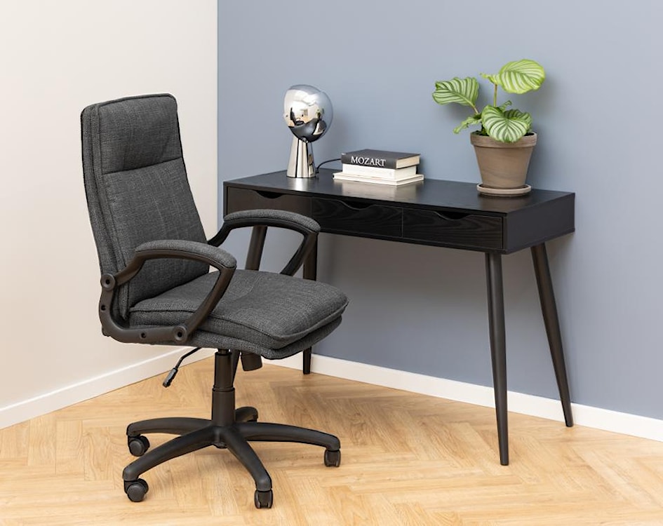 Krzesło biurowe Neyla tapicerowane ciemnoszare obrotowe z regulacją wysokości   - zdjęcie 9