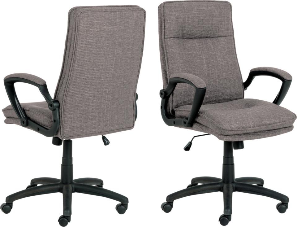 Krzesło biurowe Neyla tapicerowane szaro-brązowe obrotowe z regulacją wysokości   - zdjęcie 2