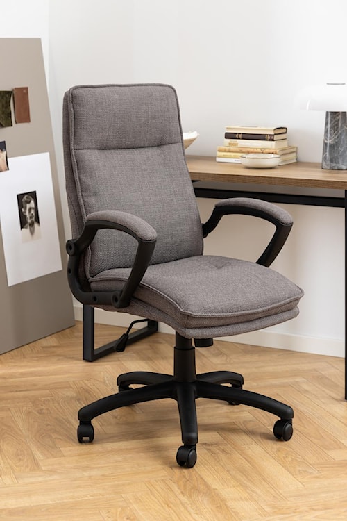 Krzesło biurowe Neyla tapicerowane szaro-brązowe obrotowe z regulacją wysokości   - zdjęcie 9