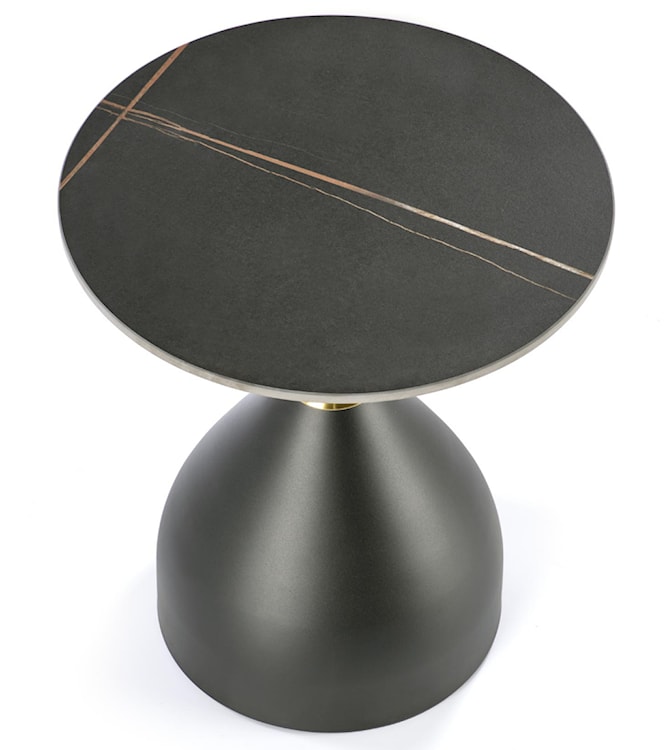 Stolik kawowy okrągły Ortelly 50 cm czarny marmur/ złota wstawka  - zdjęcie 5