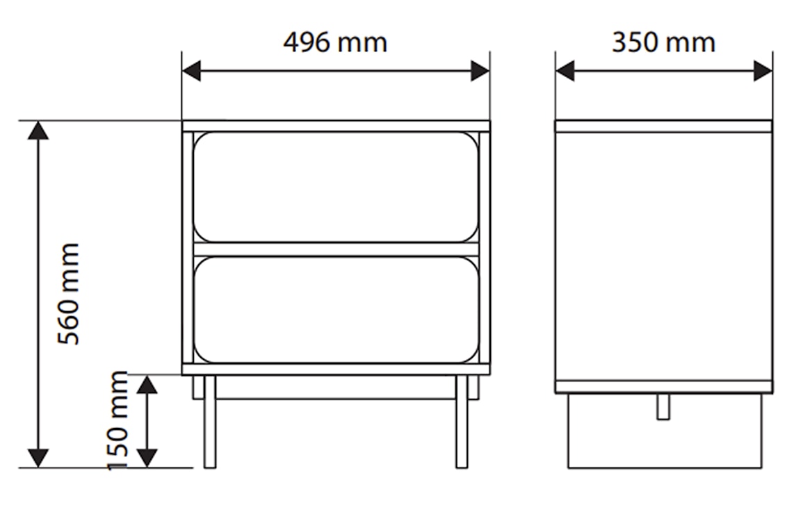 Szafka nocna Wuwu z dwiema szufladami 50 cm szarobeżowa  - zdjęcie 7