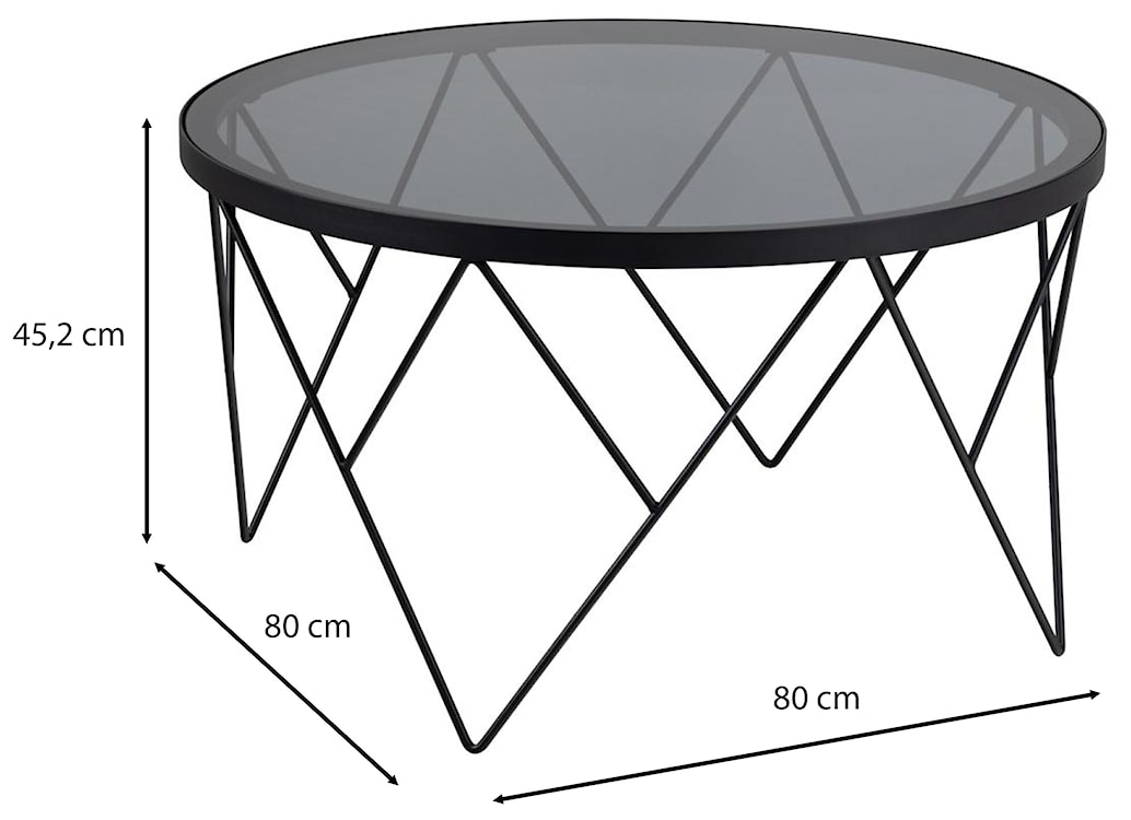 Stolik kawowy Nolous okrągły 80 cm dymione szkło na metalowej podstawie  - zdjęcie 8