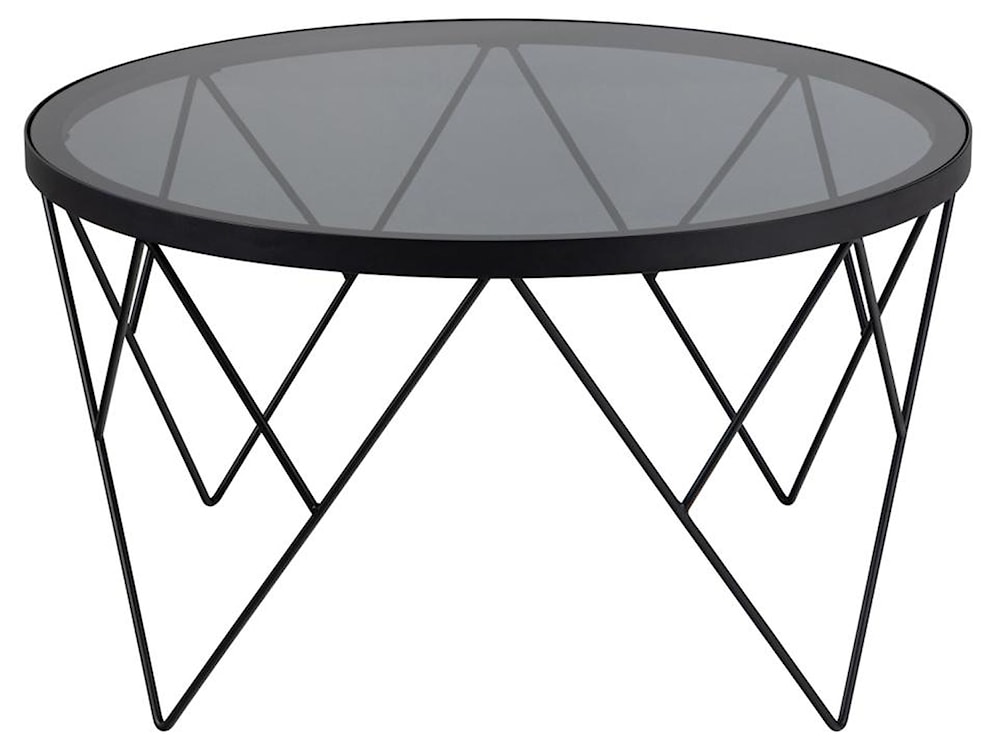 Stolik kawowy Nolous okrągły 80 cm dymione szkło na metalowej podstawie  - zdjęcie 4