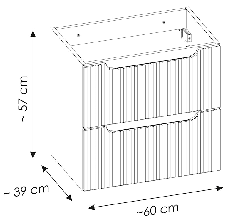 Szafka łazienkowa dwuszufladowa Novia z blatem 60 cm beżowa/dąb  - zdjęcie 9