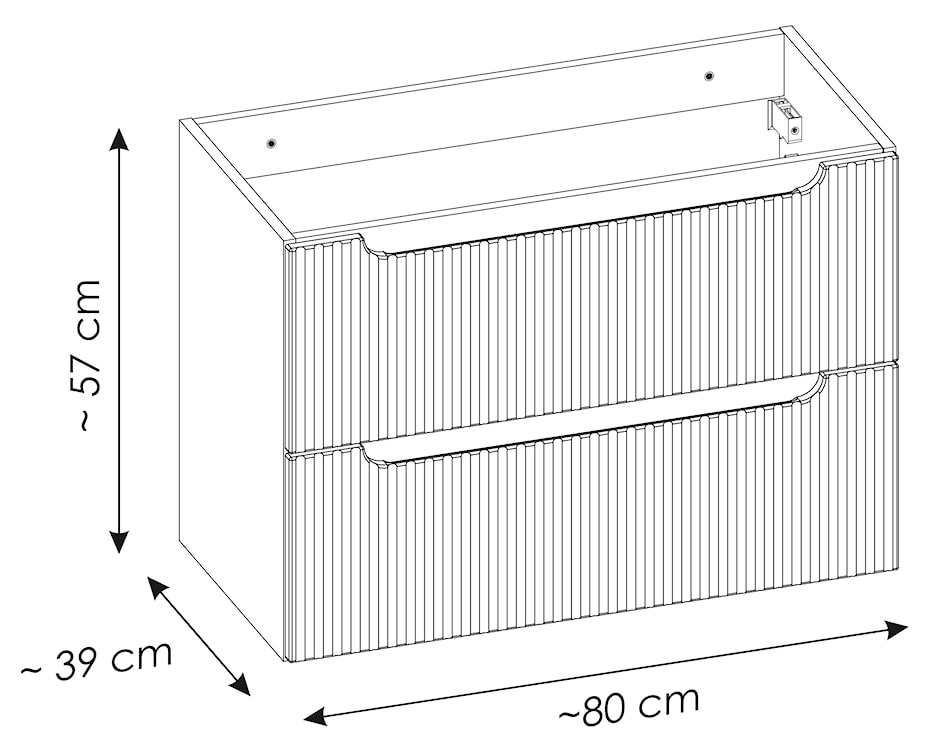 Szafka łazienkowa dwuszufladowa Novia z blatem 80 cm czarna/dąb  - zdjęcie 9