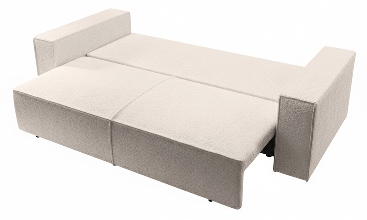 Kanapa rozkładana trzyosobowa Farese z pojemnikiem beżowa boucle  - zdjęcie 6