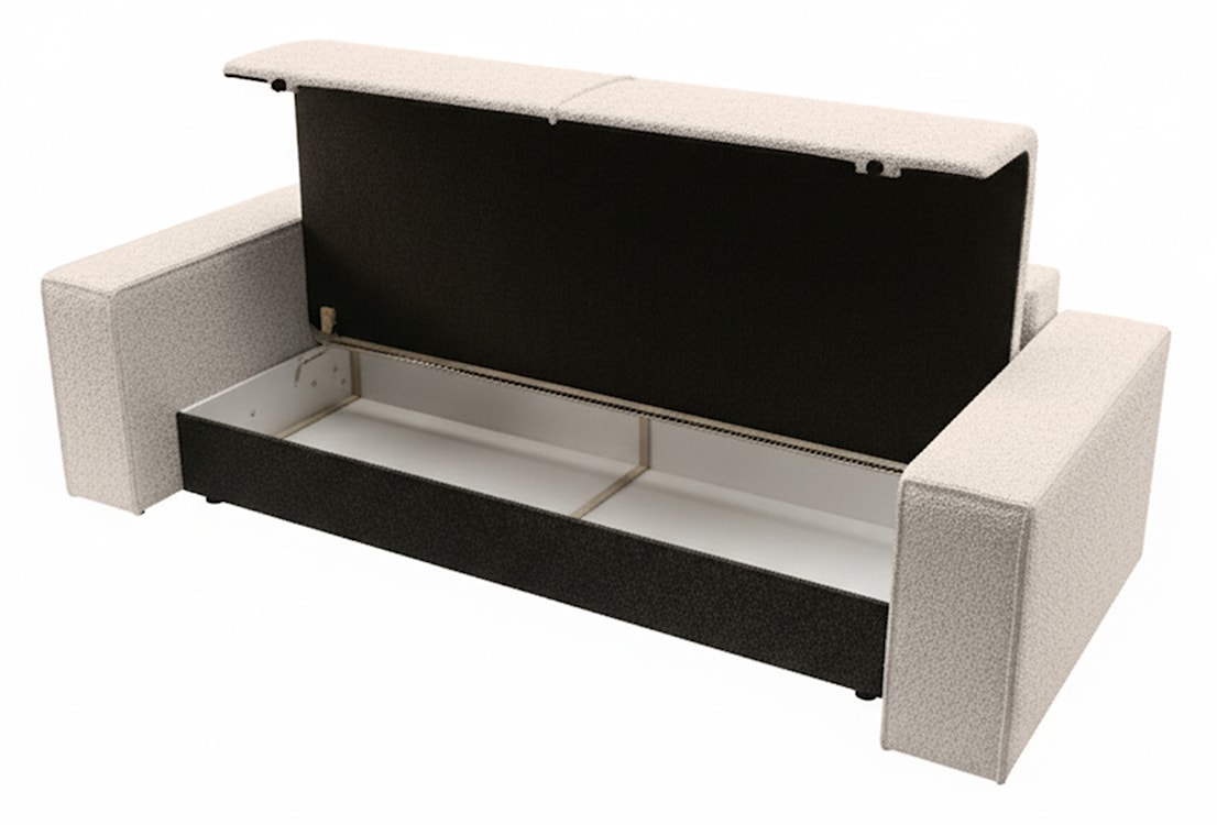 Kanapa rozkładana trzyosobowa Farese z pojemnikiem beżowa boucle  - zdjęcie 8