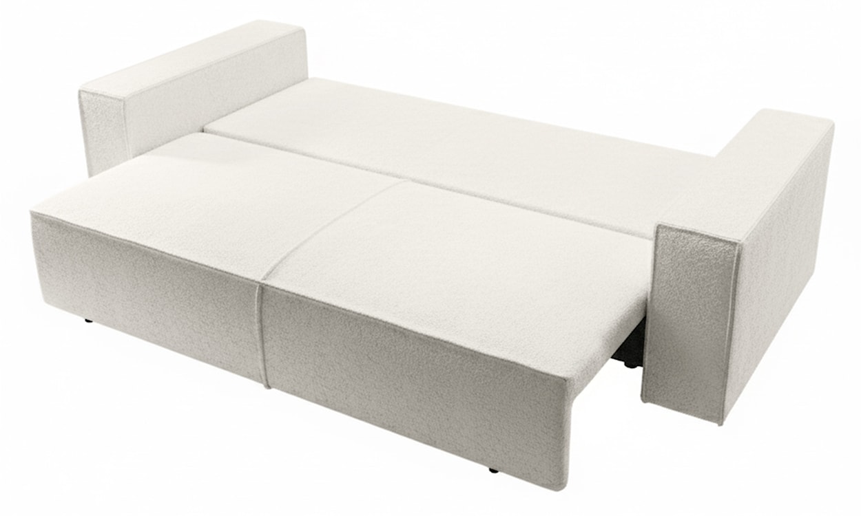 Kanapa rozkładana trzyosobowa Farese z pojemnikiem kremowa boucle  - zdjęcie 9